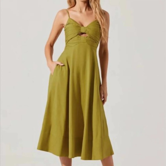 ASTR The Label Celina Midi Dress Chartreuse - Picture 1 of 3